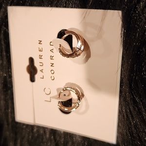 New LC Lauren Conrad Mini Rosetone Hoop Earrings